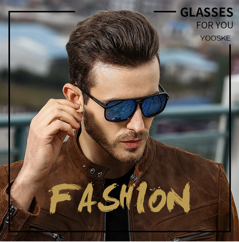 YOOSKE Classic HD Polarized Sunglasses Men Driving Brand Design Sun Glasses Man Mirror Retro High Quality Sunglass Goggles