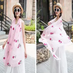 Для женщин платки Корейская версия шарфы с вышивкой для дам с длинным роза шарф с цветами Кондиционер платок, женский шарф 2019