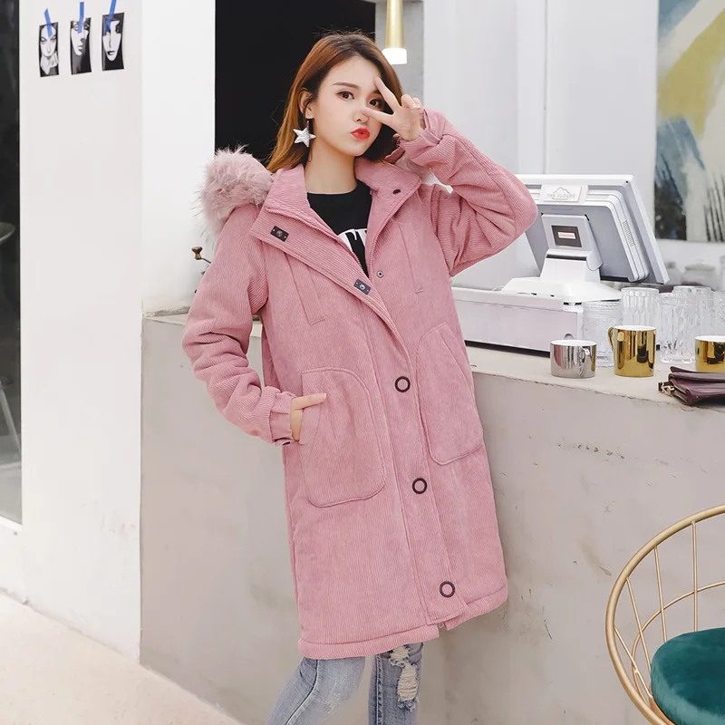 Parka larga rosa para mujer, abrigo de algodón de PANA con cuello de piel grande, chaqueta de algodón de talla 5XL invierno, 2019| Parkas| - AliExpress