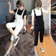 AreMoMuWha нагрудник женский лето весна и осень новая Корейская версия свободные широкие брюки девять брюки рваные джинсы для женщин QX672