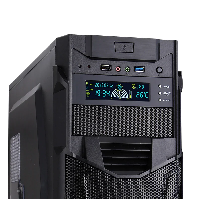 5,25 дюймов PC регулятор скорости вентилятора, контроллер температуры, ЖК-дисплей, передняя панель для компьютера, прочный контроллер, управление вентилятором с воздушным охлаждением