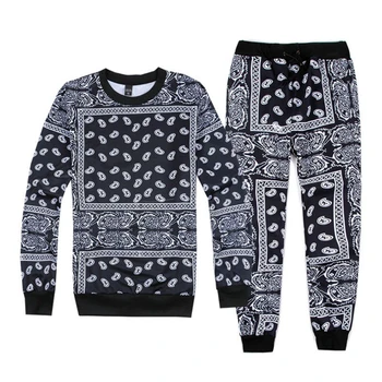 

Hip hop women/men jogger pants&sweatshirt Paisley graphic Bandana tracksuit sweatpants hoody Cashew floral streewear S-XXL R2401