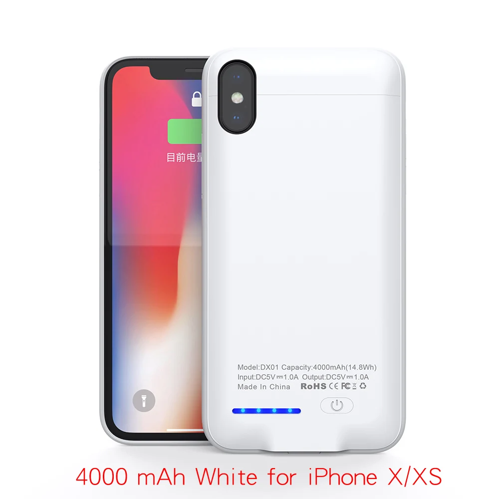 KEYSION 4000/5000 мАч чехол для зарядного устройства для iPhone XS MAX XR X аккумулятор внешний аккумулятор портативный зарядный чехол для iPhone XR - Цвет: White for iPX XS