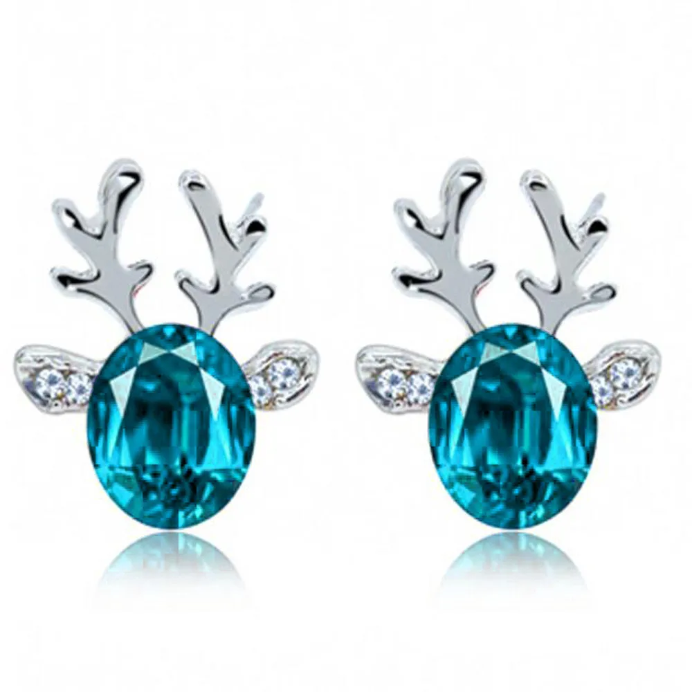 

Fashion Crystal Earrings Three-dimensional Christmas Reindeer Antlers Earrings
