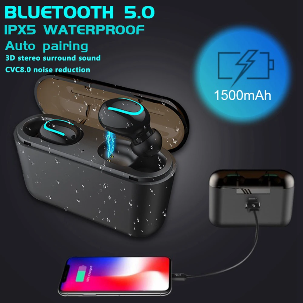 SOONHUA Портативный Беспроводной Bluetooth V5.0 EDR наушники HD стерео звук Водонепроницаемый спортивные наушники Поддержка по громкой связи Bluetooth наушники