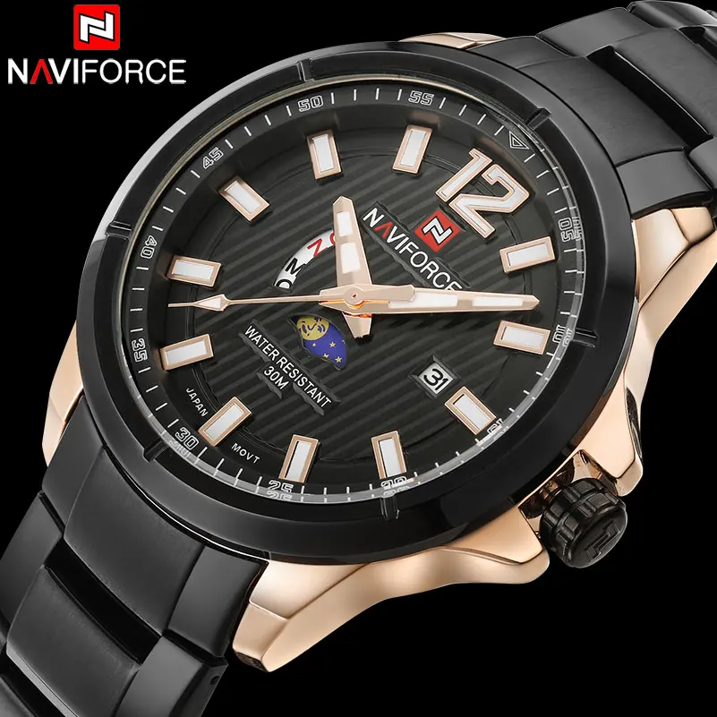 Prix pour Hommes sport Montres NAVIFORCE hommes quartz montre en acier bande chaude marque calendrier montres pour hommes 30 M étanche relogio masculino Prix pour Hommes sport Montres NAVIFORCE hommes quartz montre en acier bande chaude marque calendrier montres pour hommes 30 M étanche relogio masculino