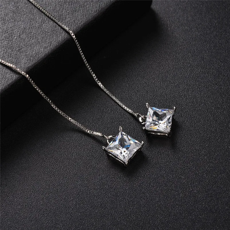Fashion Earrings for women Dangle earrings Women's Elegant Silver Rhinestone Drop Long Chain Tassel Earrings Brincos J19#N (3)