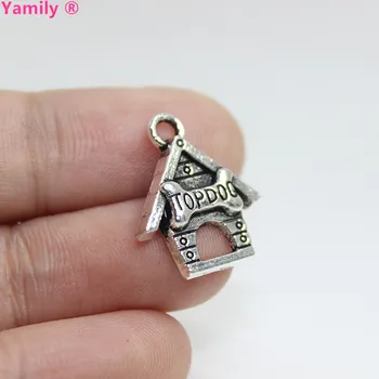 

25pcs-- Yamily Dog House Charms 19x17mm Antique Silver Tone Top Dog Dog Bone Charms pendant