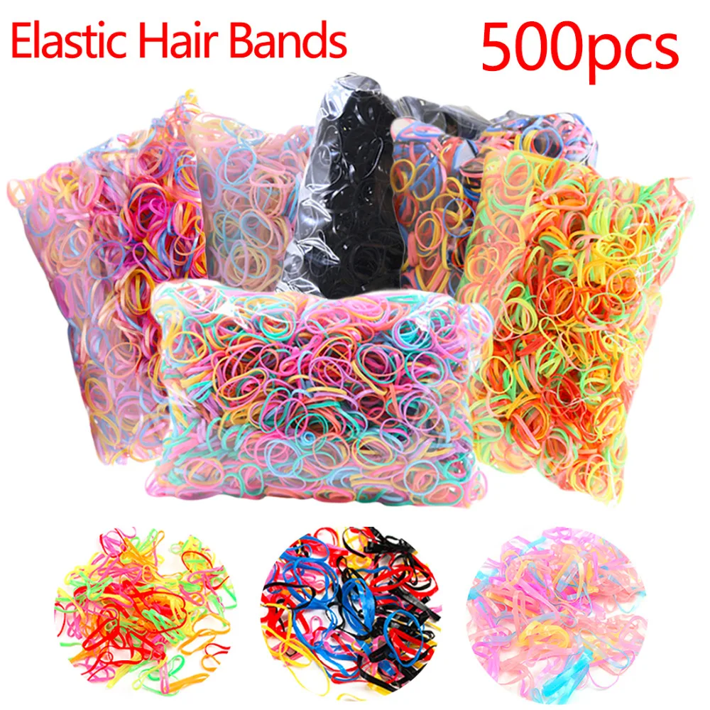 

About 500pcs/pack Ponytail Holder Elastic Hair Band Tpu Hair Holder Rubber Hairband Hair Accessories For Girls Rope Tie Gum