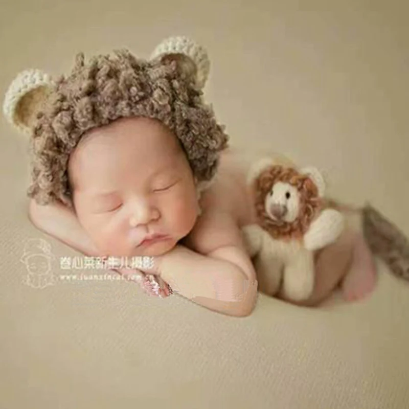 Newborn Baby Photography Lion Hat+Doll 