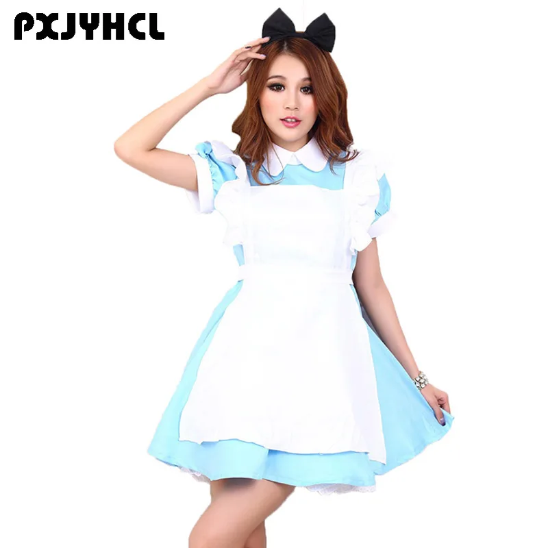

Adult Alice in Wonderland Costume Lolita Blue Dress Maid Uniform Fantasia Anime Cosplay Carnival Halloween Costumes For Women