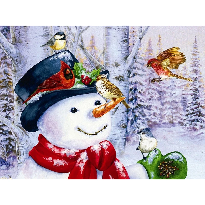 DIY full Square/Round Drill diamond painting Cross stitch Snowman &amp Bird Rhinestone embroidery Home Mosaic decoration gift | Дом и сад