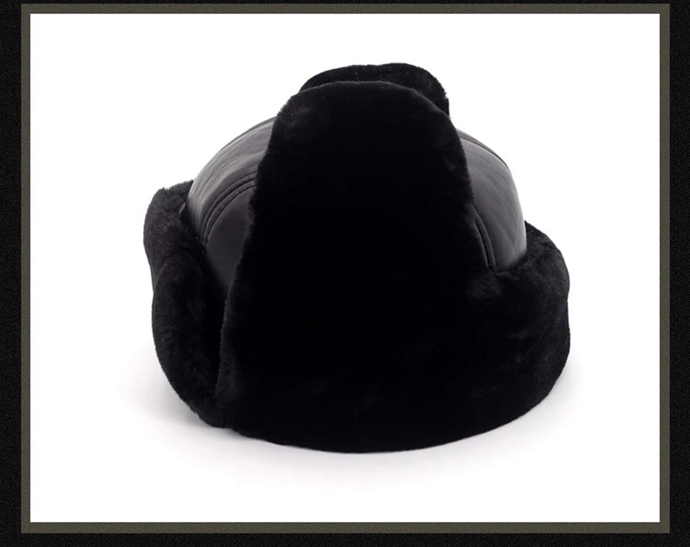 Зимние мужские шапки-бомберы из натуральной кожи, защищающие уши, Натуральная овечья кожа, шапка из натуральной овечьей кожи