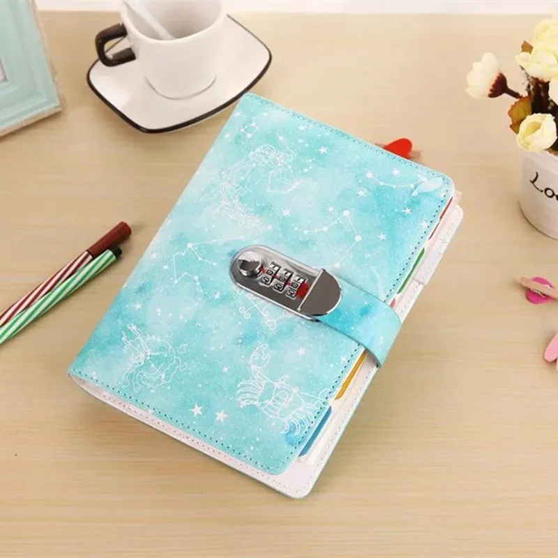 Creative Notebook Paper Planner Bullet Journal Agenda School Diary With Lock Password Note Book Multi-function Lose-leaf Travel - Color: B