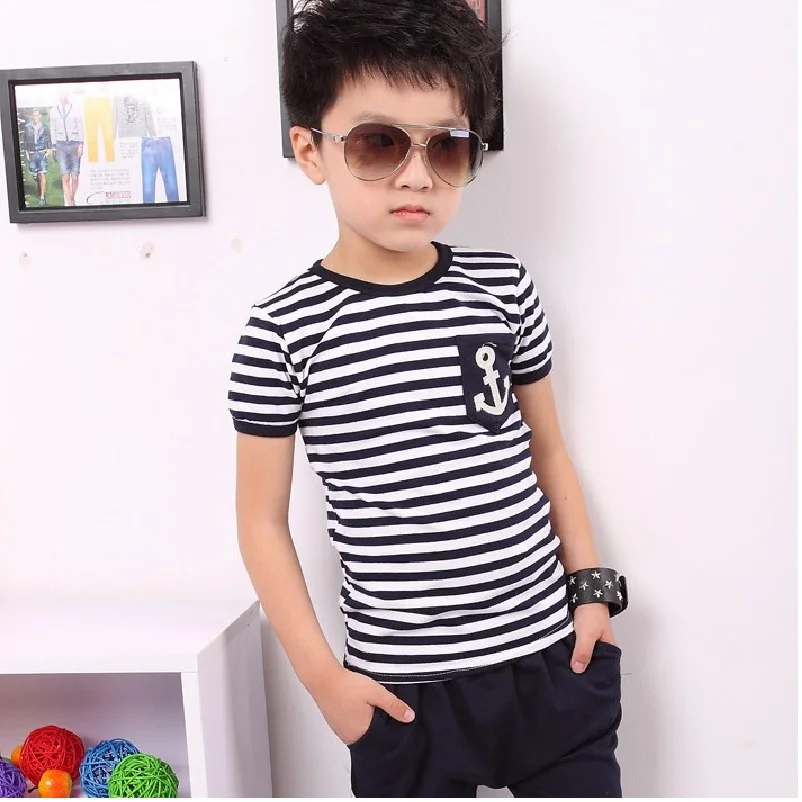 2018 Summer Baby Boys Clothes Sets Stripe T-Shirts Hot Shorts Harem Pant Suit Children Clothing Kids Sport Suits Marine Sailor