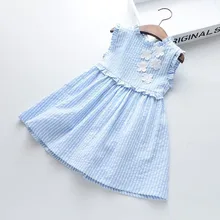 Летнее платье для малышей; школьная Праздничная Мода; Детские платья в полоску с цветочным принтом; Одежда для девочек; Праздничная детская одежда