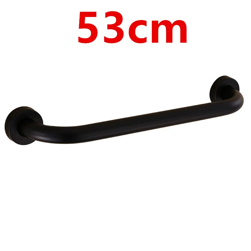 Роскошные черный цвет нержавеющая сталь прямо ванной поручень бар 43/53 см безопасности ручка вешалка для полотенец 5698 - Цвет: 53cm
