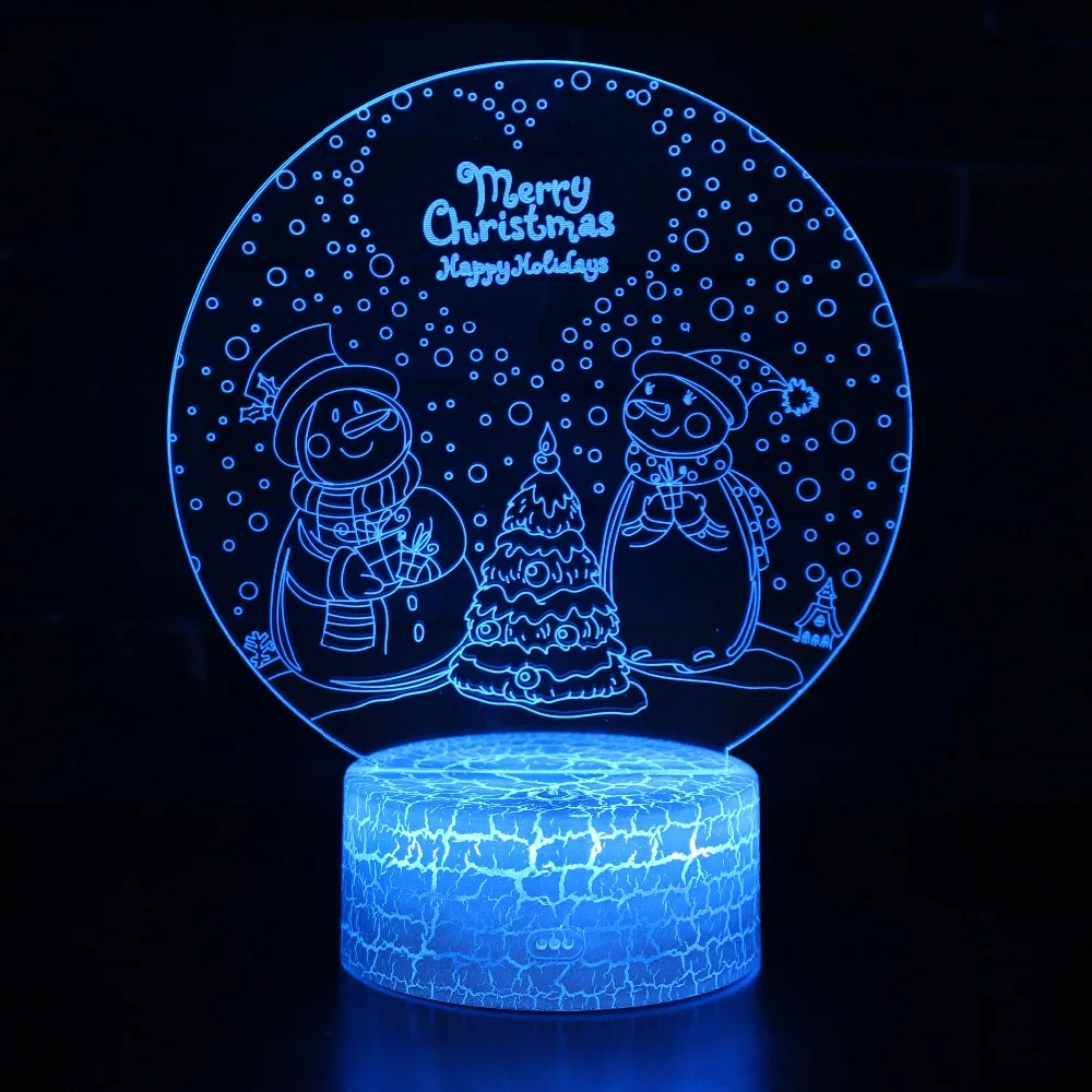 

3D illusion Visual Night Light 7 Colors Change LED Desk Light USB Table Lamp Bedroom Merry Christmas Snowman Decoration Gift