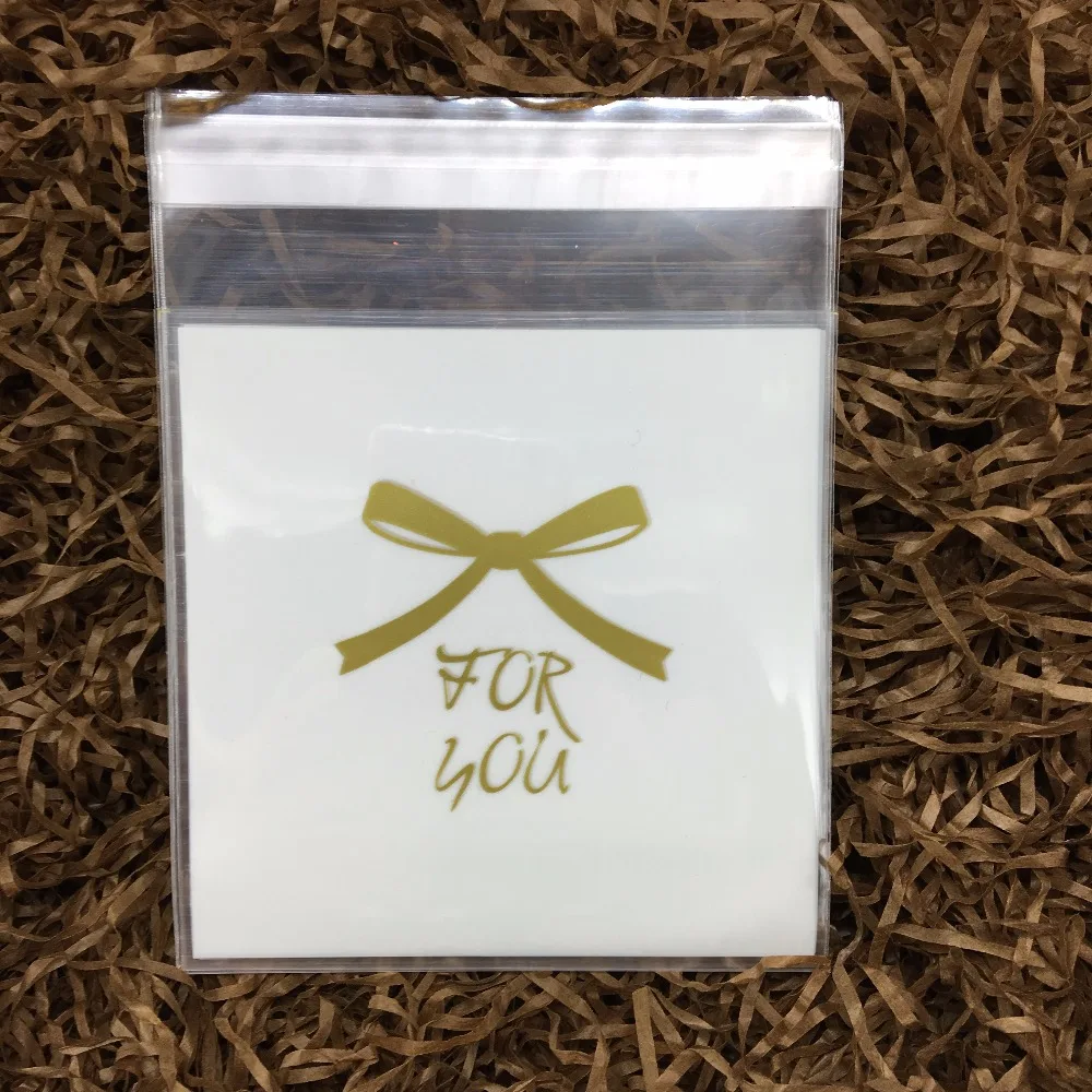 

100pcs Yellow Bowknot Gift Packaging Opp Bag Self-adhesive Bags Candy Biscuit Cookies Bags Perfect Present