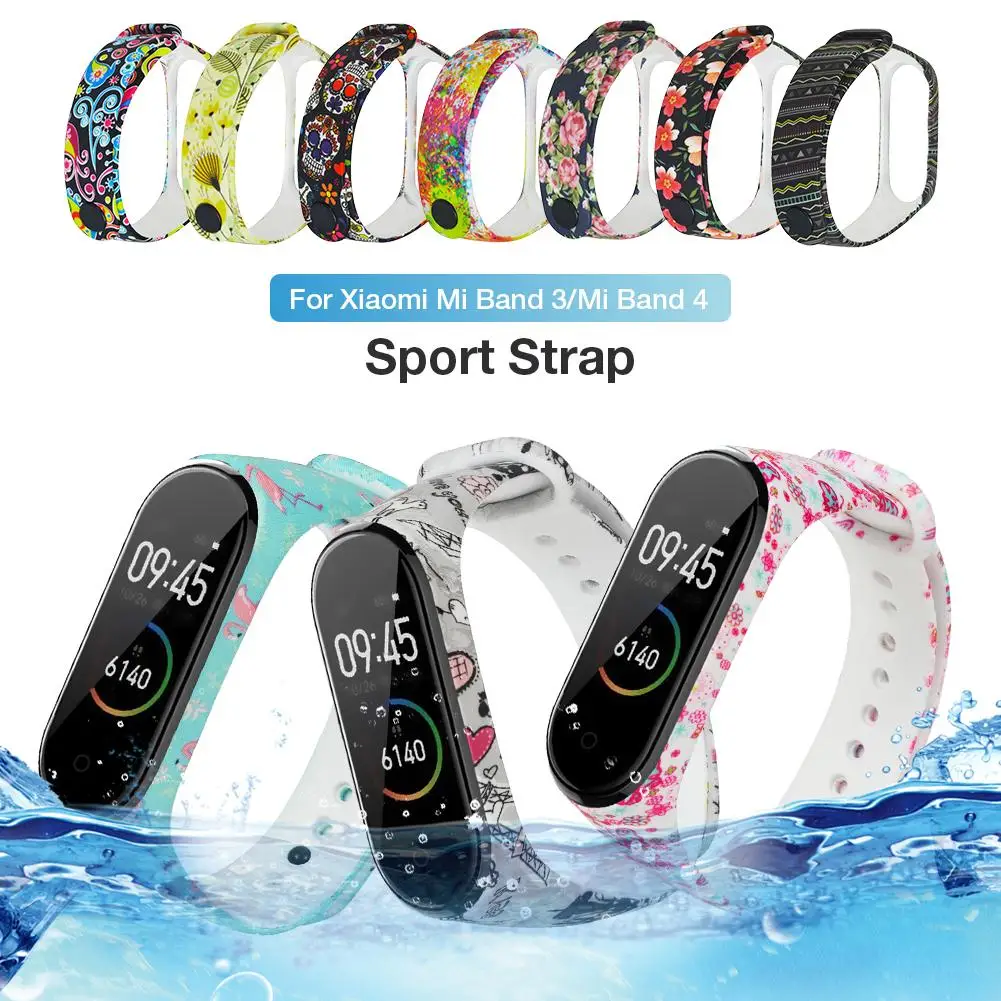 

Newest Painted Pattern Personalized Print Replacement Silicone Wrist Strap Universal For Xiaomi 4 /3 Xiaomi Mi Band 4/3 Strap