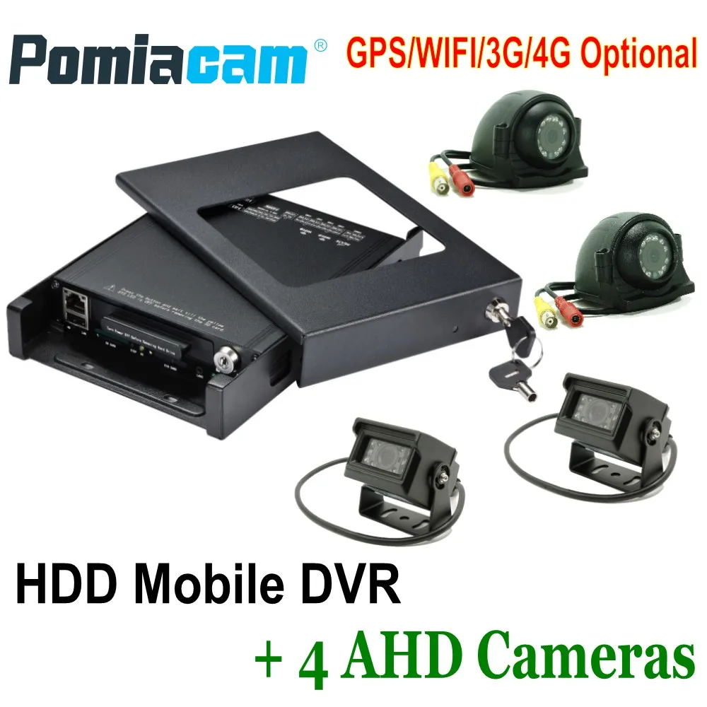 HDVR9804 Мобильный HDD система записи видео gps wifi 3g 4G AHD Мобильный DVR+ 4 AHD камеры+ 4 удлинительных кабеля 4ch автомобильная система заднего вида