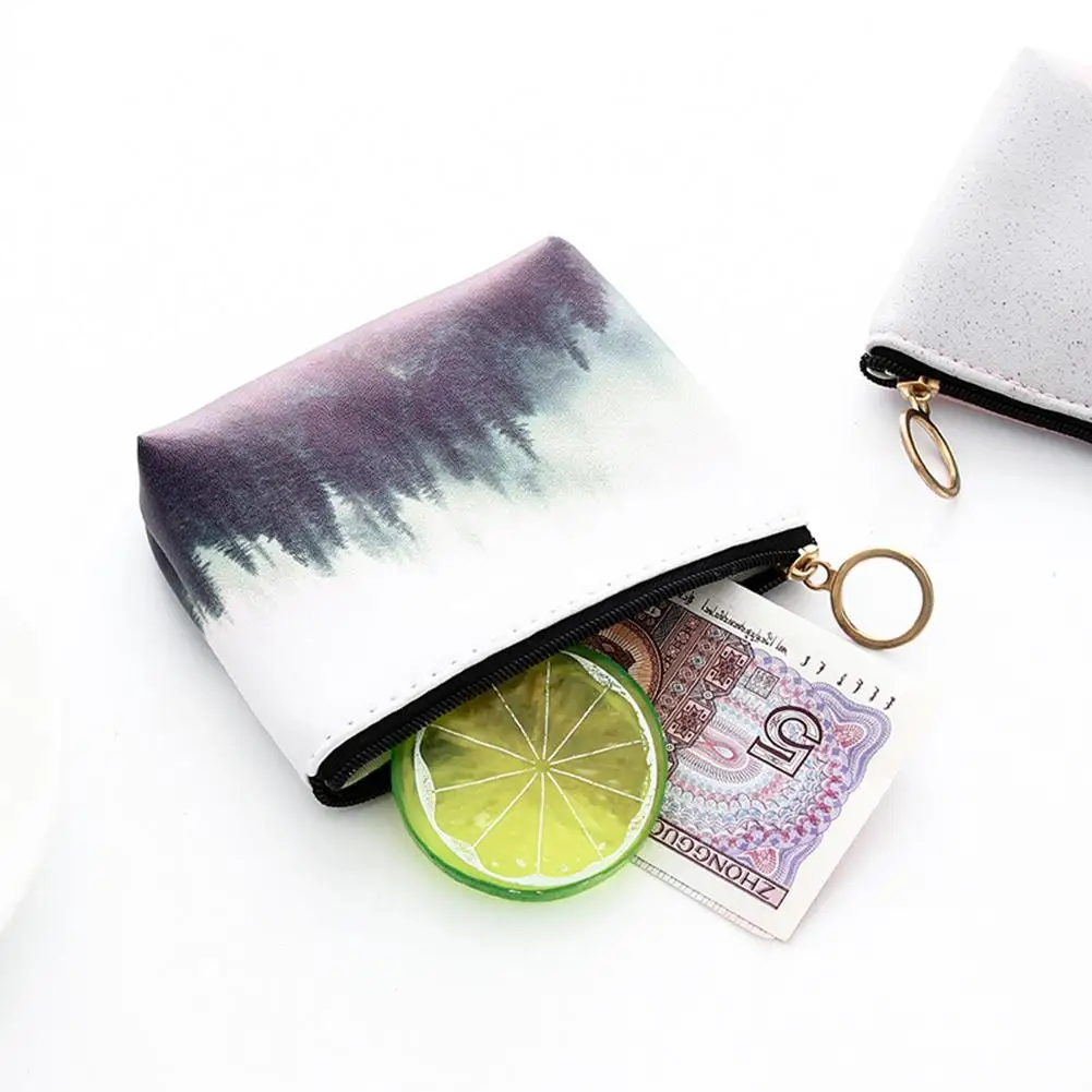 

Moon Starry Sky Keys Coin Purse Card Holder Leather Mini Zipper Wallet