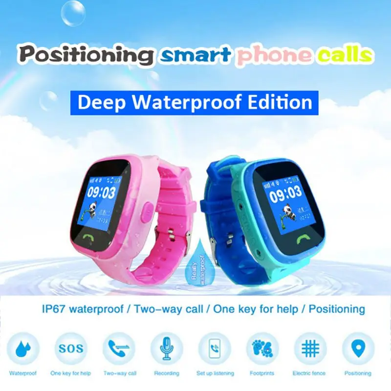 Children Smart Watch IP67 Waterproof LBS Location 1.22 Inch Touch Screen Wristwatch Wearable Device