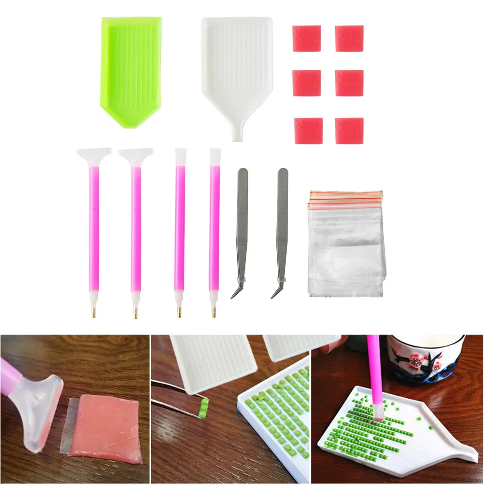 

Full Square Diamond 5D DIY Painting Tools Kit Cross Stitch Tray Pen Storage Box Wall Sticker Mosaic Diamond Embroidery Painting