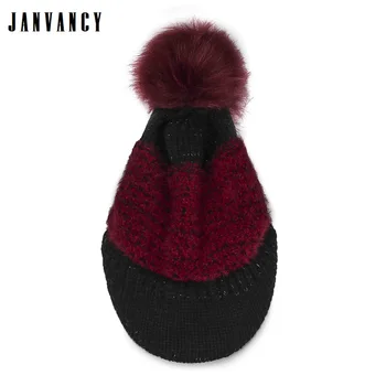 

Winter Cute Furry Pompom Knitted Beanies with Eaves Women Cold Protection Ear Thickened Warm Hat Red Pink Cozy Sweet Cap Tuque