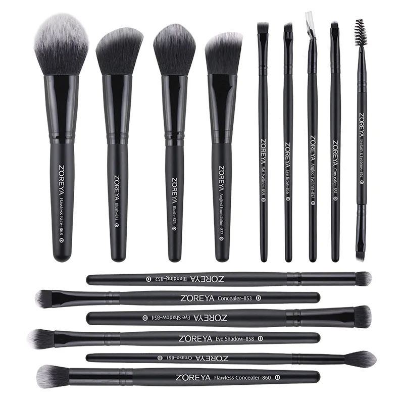 ZOREYA 15pcs Makeup Brushes Make Up Brushes Powder Eyebrow Foundation Blush Cosmetic Kits Professional Completa Makeup Tools