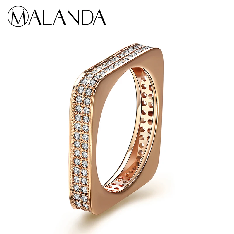 

MALANDA Brand 2018 New Luxury Square Rings White Zircon Rings For Women Geometric Female Weddings Party Rings Jewelry Gril Gift