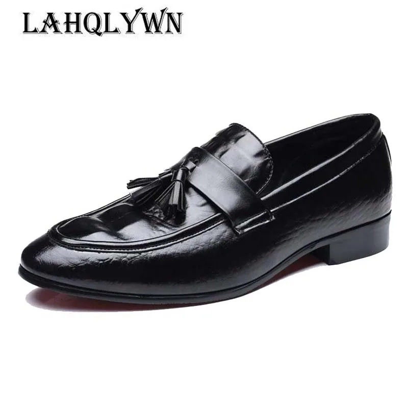 

Men Oxford Shoes Pointed Toe Crocodile Pattern Slip-on Shoes Tassel Spring Autumn Men Shoes Driving Shoes H19