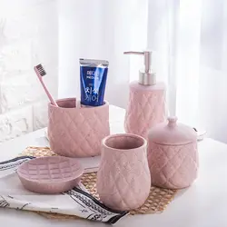 Европейский стиль 5 шт. Набор принадлежностей для ванной комнаты розовый керамический набор для умывания зубная щетка держатель мыло