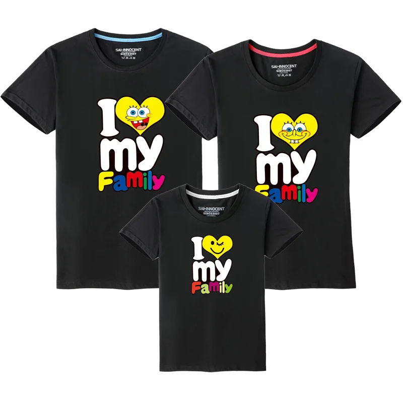 1 шт. одинаковые летние футболки с надписью I love My Family для папы мамы сына и дочки