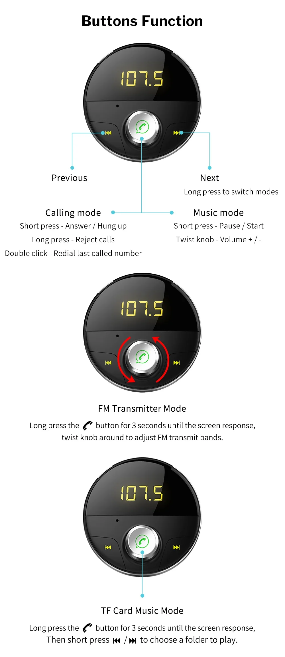 Deelife Bluetooth AUX Kit mains libres voiture récepteur Auto mains libres adaptateur pour voitures avec 3.5mm Jack Carkit sans fil FM émetteur