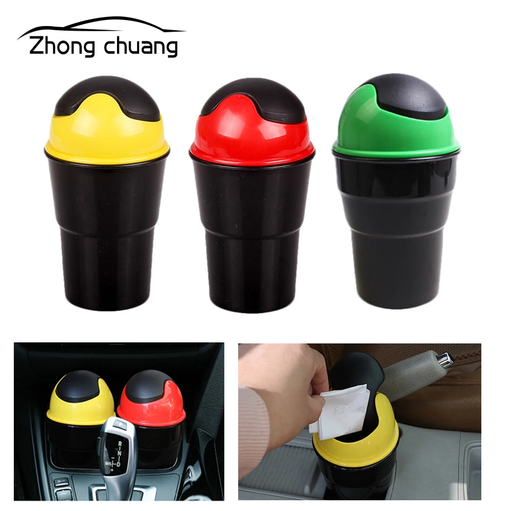 

Car trash can Creative mini flip storage bucket Car storage trash can fashion storage box