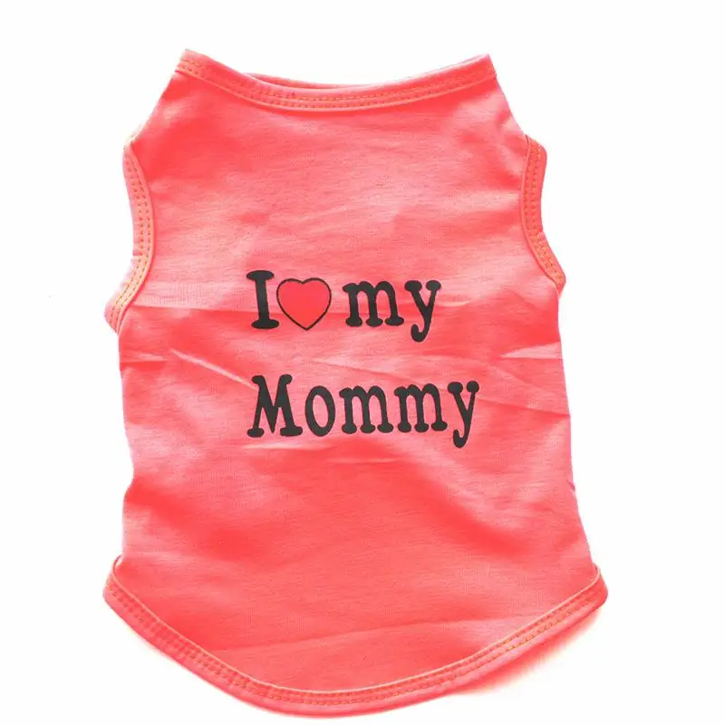 Pet Dog Cloths Spring/Summer Pet Dog Vest T-Shirt Letter I LOVE MY MOMMY Daddy Dog Shirt Pet Clothes For Small Puppy Dogs Cats - Цвет: Orange MOMMY