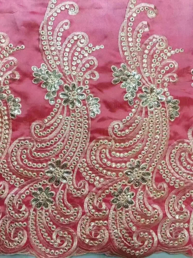 Оранжевая модная ткань высокого качества кружевной ткани из натурального шелка