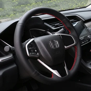 

38cm For Honda Civic 10th 2016 2017 2018 Car Steering Wheel Cover Hand Stitched DIY Wheel Cover of Car With Needle