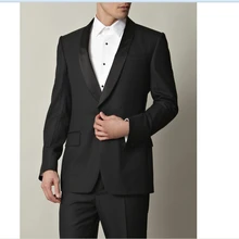 Одна пуговица черный портной шаль воротник вечерние смокинги новейший дизайн модные мужские костюмы под заказ брендовая одежда Terno Slim