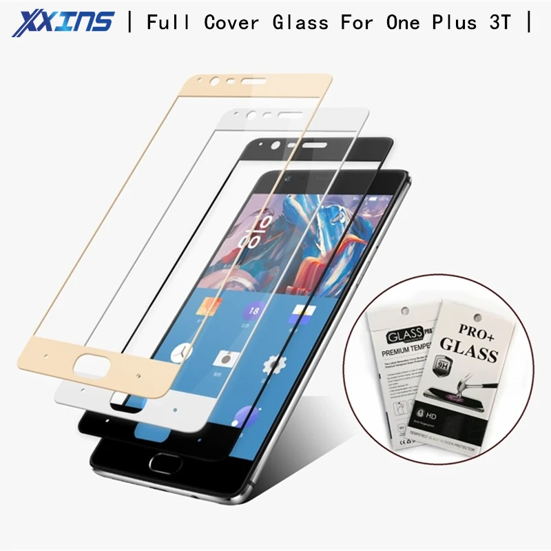 

Xxins Full cover screen Tempered GLASS For One Plus 3T mobile phone Screen Protector anti scratch coloful film +retail package