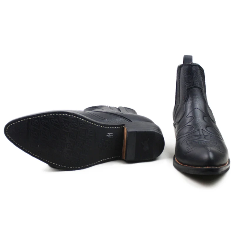 Мужские рабочие ботинки из натуральной воловьей кожи без шнуровки ковбойские ботинки на каблуке 3,5 см черные ботинки botas hombre Botas Militares EU38-44