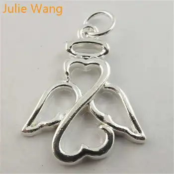 

Julie Wang 5-30PCS Angle Charms Alloy Bright Silver Color Wing Angle Pendant Necklace Bracelet DIY Jewelry Making Accessory
