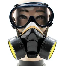 Двойной картридж, противопылевая маска, химическая безопасность, живопись, газовый фильтр, респиратор с очками, оборудование для промышленной безопасности