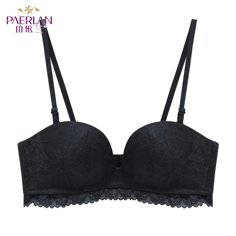 PAERLAN wedding dress Lace women bra straight Strapless stealth 1/2 Cup small chest gather non-slip underwear Back Closure