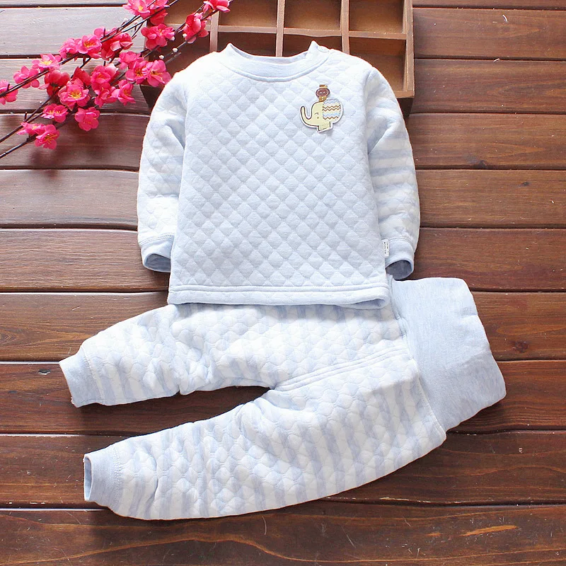 

BibiCola 2018 new fall and winter baby boys warm pajamas sets children casual shirts +pants kid's cartoon sleepwear