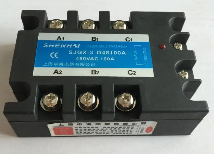 Relé Trifásico de Estado Sólido Sjgx3 Jgx-3 D4810 D4825 D4840 D4860 D4880 D48100 D48120 D48150 3-32vdc a 480vac