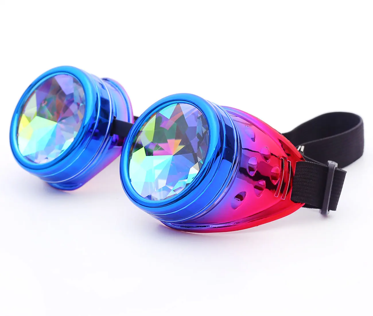 Hotselling Kaleidoscope Rainbow Crystal Lenses Steampunk Goggles EDM Glasses Gothic Cosplay Goggles Eyewear Vintage Halloween