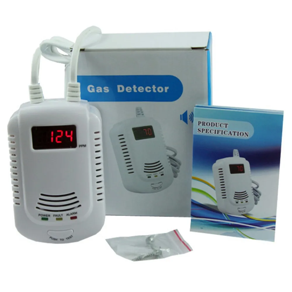 independent 9VDC 90V 240VAC Dual Voltage operated home lpg gas leak
