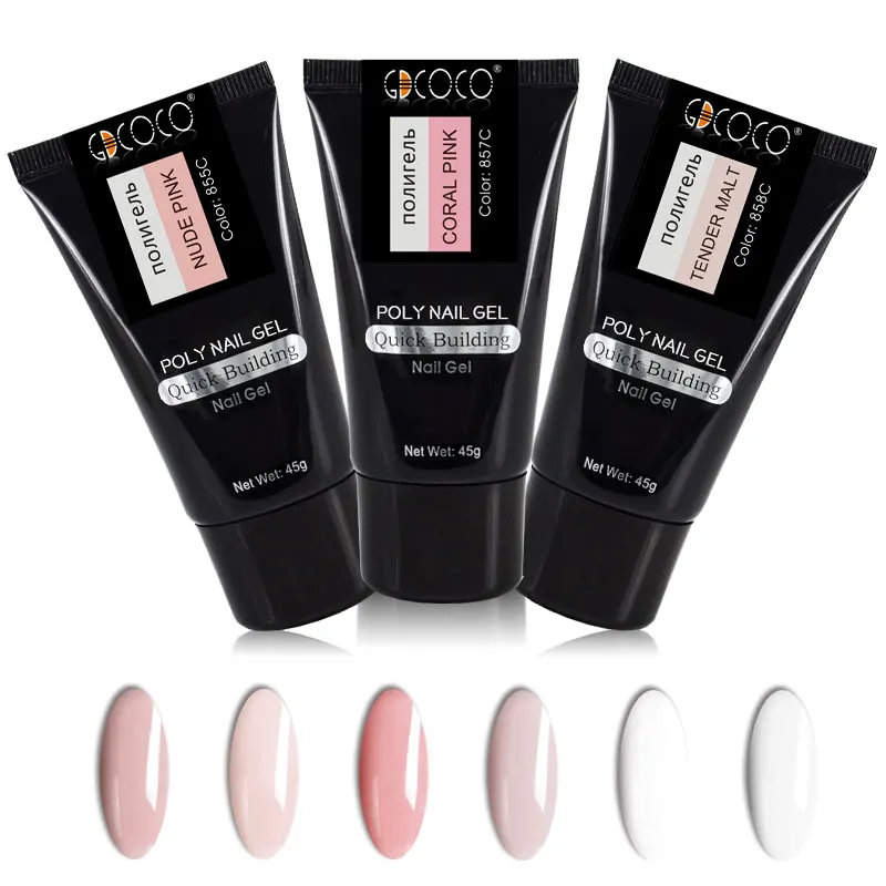GDCOCO 45g Jelly Poly Builder Gel Nail Art Manicure Clear Pink Natural Camouflage Hard Jelly Builder French Nails Extend Gel